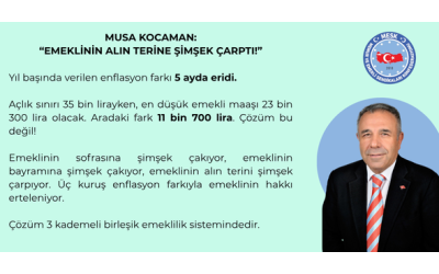 MUSA KOCAMAN: “EMEKLİNİN ALIN TERİNE ŞİMŞEK ÇARPTI”