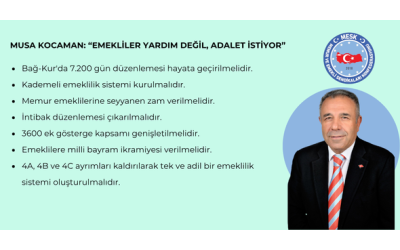 MUSA KOCAMAN: “EMEKLİLER YARDIM DEĞİL, ADALET İSTİYOR”
