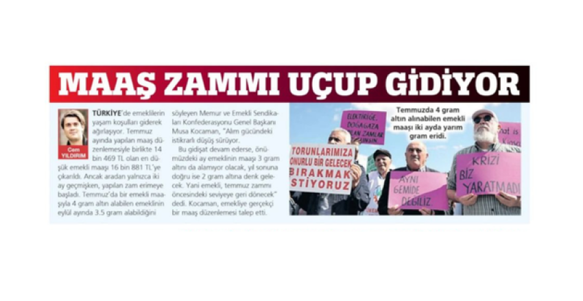 EMEKLİ ZAMMI 2 AYDA ERİDİ