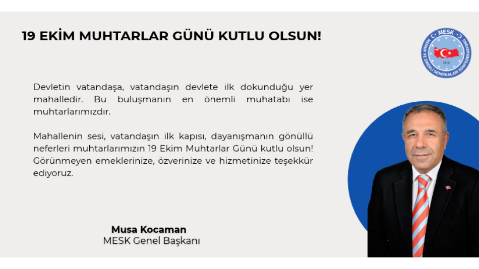 19 EKİM MUHTARLAR GÜNÜ KUTLU OLSUN