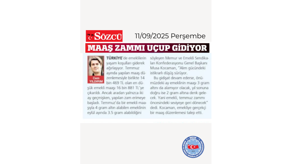 EMEKLİ ZAMMI 2 AYDA ERİDİ